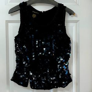 Black sequined and beaded top in a size medium by CHAUDRY